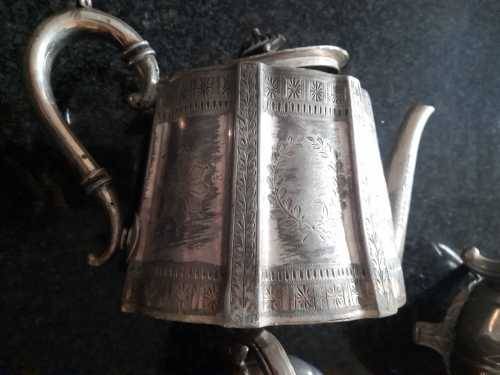 EXCELLENT QUALITY HEAVY SILVER PLATED  Tea Pot Coffee Pots Milk Jug Sugar Bowl With one old Tea Pot