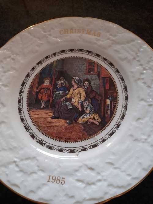 Three  plates and Royal Dalton The Royal Dalton has been repaired on the arm