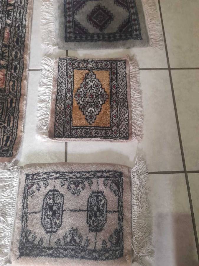5 Persian Mini Woven Rugs Mat 30x30cm and one 96x 64cm  Bigger Rug