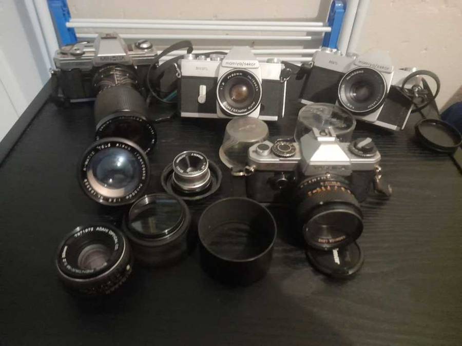 Vintage film camera lenses as is bargain box