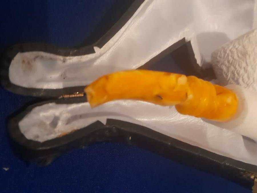 Hand Carved Wood Pipe Old Man Face Unused Original Case small chip at the back