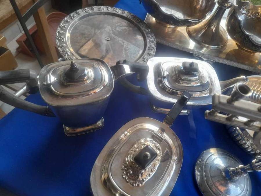 Silver Plate Ware  14 Piece Tea Pot and more one bid for all