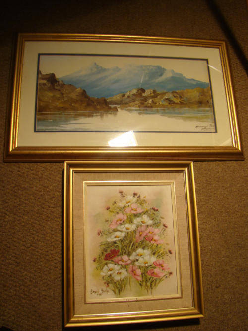 Oil on Board, 34 x 29 cms, SIGNED AND  A WATERCOLOUR 23X38 SIGNED SHIPPING WILL BE R45