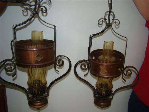 Up For Auction TWO Vintage hanging glaas  light fittings 30x65 cm Shipping R40
