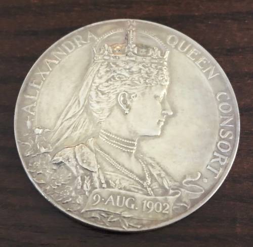 King Edward VII and Queen Alexandra SILVER Medallion (HUGE)