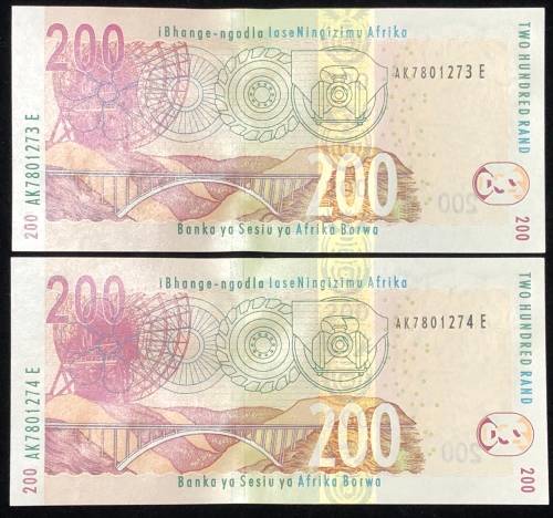 Tito Mboweni R200 Note In Sequence.( Not Legal Tender)