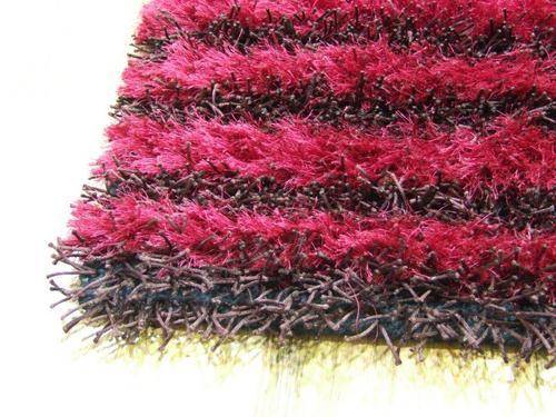 HANDWOVEN SHAGGY RUG BRIGHT PINK AND BROWN COLOURS