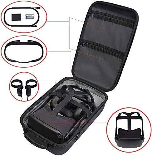 Hard Travel Case for Oculus Quest 1 or Quest 2 VR Gaming Headset Controllers Waterproof Shockproof