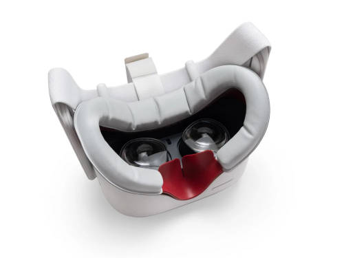 VR Cover Facial Interface and Foam Replacement Set for Oculus Quest 2 (Dark Red and White)