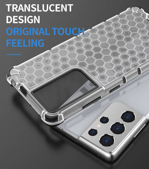 Samsung Galaxy S21 Ultra Shockproof Honeycomb Cover - Transparent **Sale**