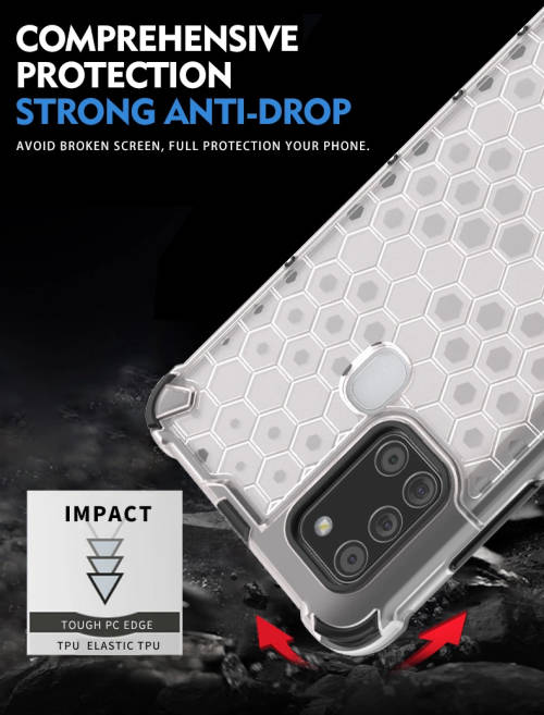 Samsung Galaxy A21S Shockproof Honeycomb Cover - Transparent **Sale**