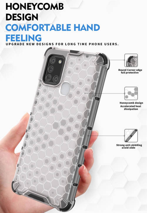 Samsung Galaxy A21S Shockproof Honeycomb Cover - Transparent **Sale**