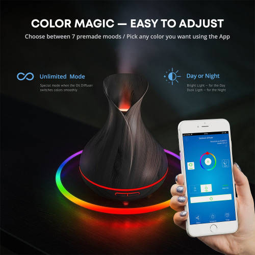WIFI Control Smart Life Tuya Essential Oil Aromatherapy Ultrasonic Air Diffuser Humidifier (Brown)
