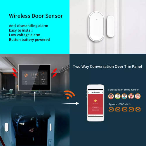 WIFI Control Smart Life Tuya H502 4G LTE Touch Screen Alarm System (Black)