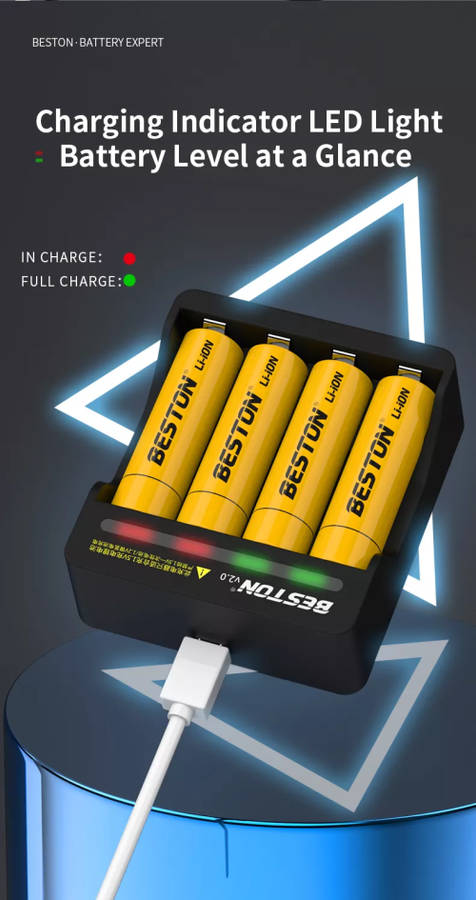 BESTON M7011 Rechargeable Lithium Battery Smart Charger for BESTON AA AAA 1.5V Batteries | 4 Slot