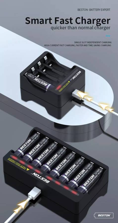 BESTON M7011 Rechargeable Lithium Battery Smart Charger for BESTON AA AAA 1.5V Batteries | 4 Slot