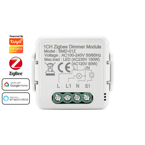 Smart Life Tuya Zigbee 1CH 150W LED Light Dimmer Mini Switch Circuit Breaker
