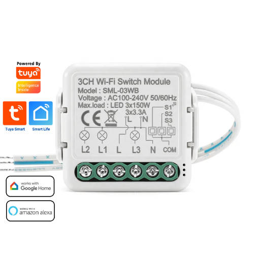 Smart Life Tuya WIFI 3CH 150W LED Light / 3.3A 700W Appliance Neutral Mini Switch Circuit Breaker