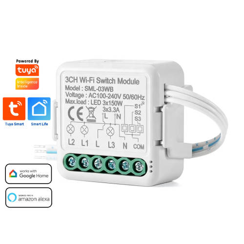 Smart Life Tuya WIFI 3CH 150W LED Light / 3.3A 700W Appliance Neutral Mini Switch Circuit Breaker