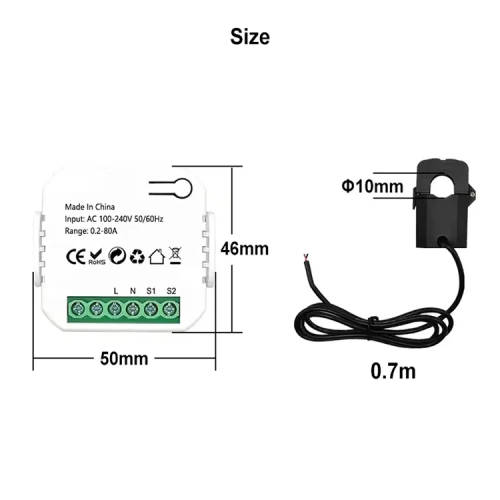 Smart Life Tuya WIFI Mini Power Energy Monitor Clamp Meter 220V 80A Single phase