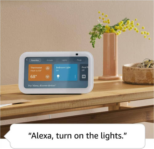 Echo Show 5 (3rd Gen, 2023 release) Smart display with deeper bass and clearer sound | Glacier White