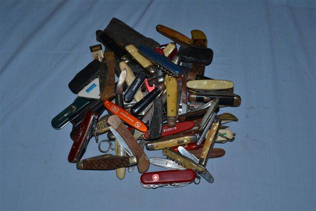 Collection of assorted pocket knives. 75 items. Various conditions.