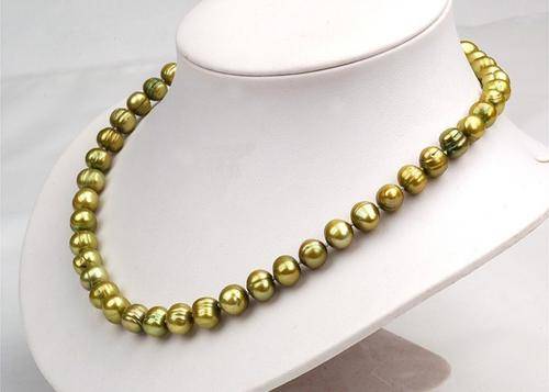 45 cm / 18" OLIVE 10.0MM OFF ROUND PEARL NECKLACE