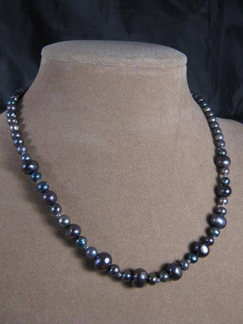 Genuine black freshwater pearl necklace