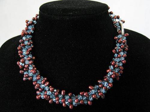 Crystal & purple freshwater pearl necklace