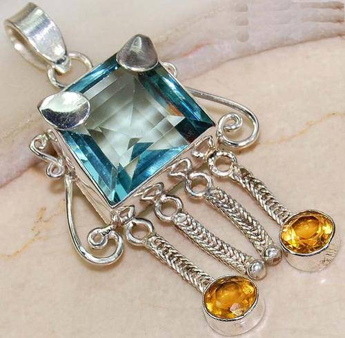 Blue Quartz 925 Sterling Silver Pendant