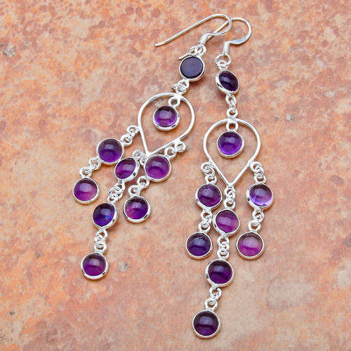 Amethyst and 925 Sterling Silver Earrings
