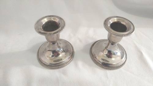 Lovely decorated silver plate tray /salver and 2 silver plate dwarf candlesticks
