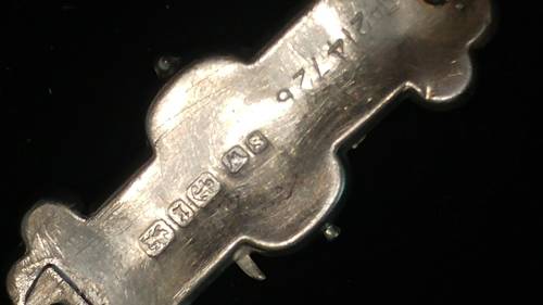 Victorian solid silver sweetheart brooch Thistle and holding hands rare circa 1893