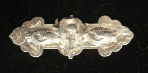 Victorian solid silver sweetheart brooch Thistle and holding hands rare circa 1893