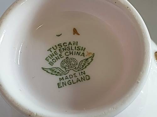 Delicate Tuscan Blossom pink and blue design Tea trio