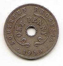 1936 SOUTHERN RHODESIA PENNY  B