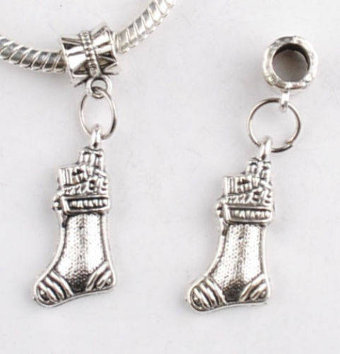 1pcs Tibetan Silver Christmas shoe Charm Bead Fit European Bracelet   C053