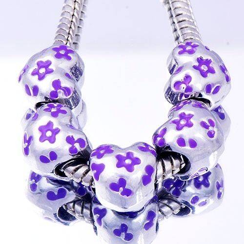 1pcs Blue Enamel Heart BEADS Fit European DIY Bracelet    D8143