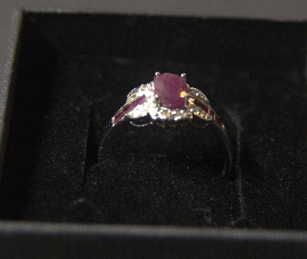 NATURAL RUBIES & DIAMONDS IN 10K SOLID GOLD RING