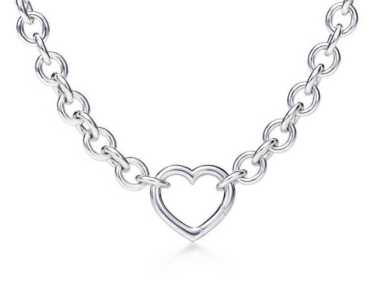 Genuine 925 Sterling Silver Heart Link Necklace