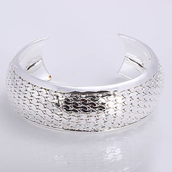 Genuine 925 Sterling Silver Cuff "mesh flower" Bangle