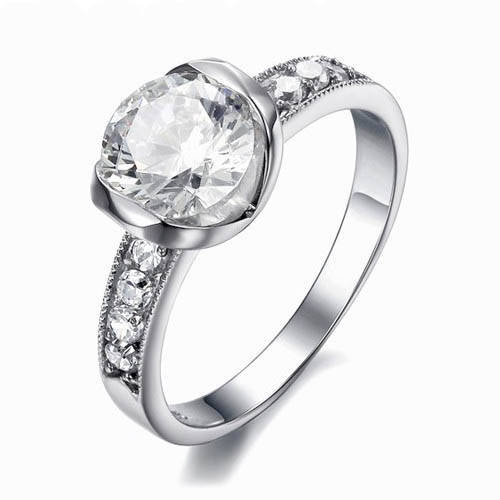 Platinum plated, Stainless steel, Zircon Ring