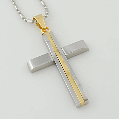 Stainless Steel Cross Pendant and Necklace