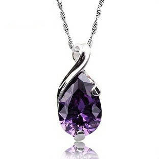 GENUINE 925 Silver Crystal Necklace, Platinum Plated