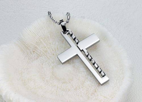 Stainless Steel Cross Pendant and Necklace