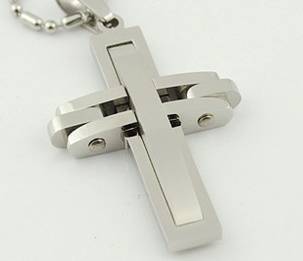 Stainless Steel Cross Pendant and Necklace