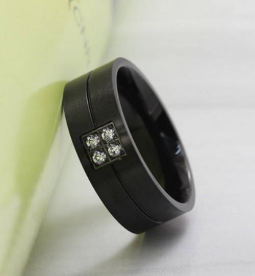 Stainless Steel Ring with Zircon Crystal,3 Colours Available
