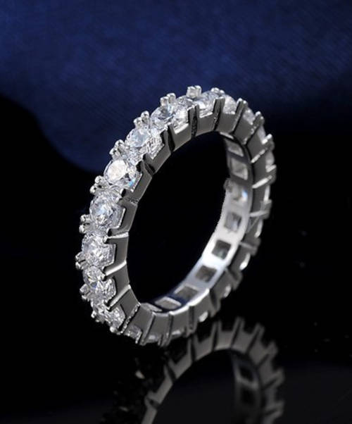 SILVER RING, Austria Crystal, 3 LAYER PLATINUM PLATED
