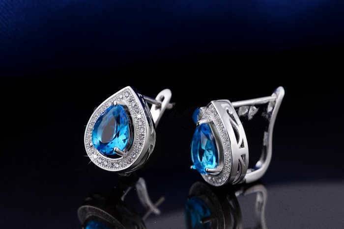 Water Drop Blue Austrian Crystal Earrings