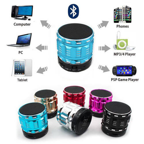 Mini portable bluetooth handsfree loudspeaker music speakers colours vary